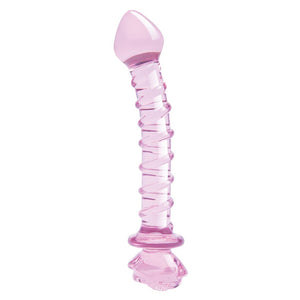 GLAZE GLASS ROSEBUD SPIRAL G-SPOT DILDO