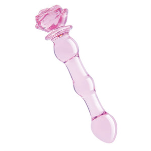 GLAZE GLASS ROSEBUD BEADED DILDO