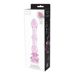 GLAZE GLASS ROSEBUD BEADED DILDO