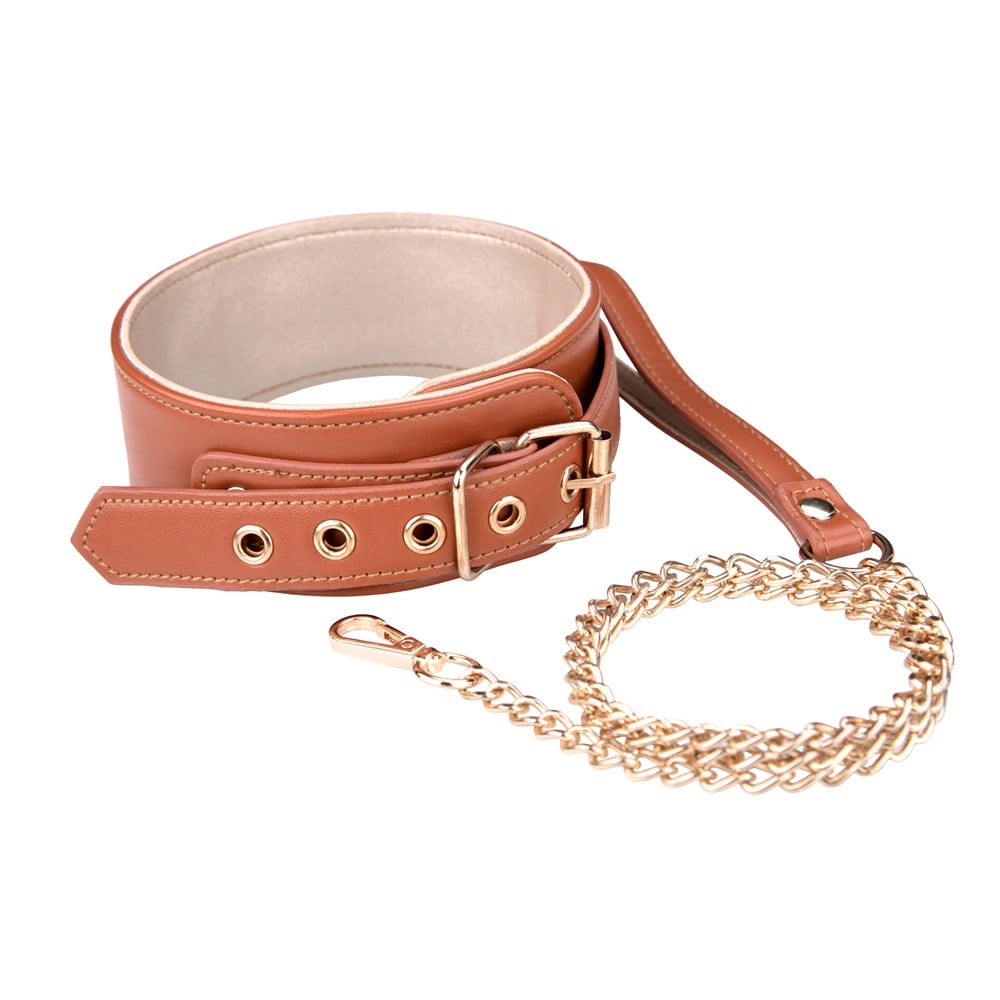 BLAZE ELITE COLLAR AND CHAIN COGNAC VEGAN LEATHER