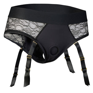 BOLD. REVA STRAP-ON GARTER BRIEF WITH DILDO, XL