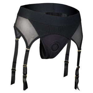 BOLD. VAIL STRAP-ON GARTER THONG WITH DILDO, L