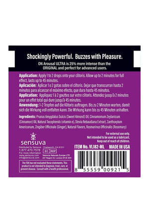 SENSUVA ON ULTRA AROUSAL OIL 75 PIECE SINGLE USE TUB