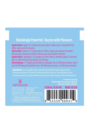SENSUVA ON ICE AROUSAL OIL SINGLE USE AMPOULE PACKET