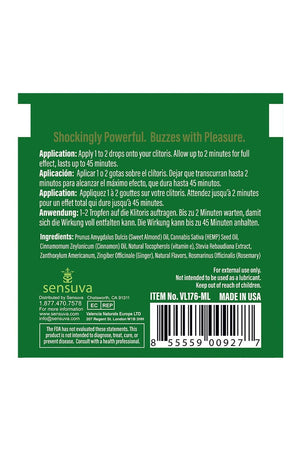 SENSUVA ON HEMP AROUSAL OIL 75 PIECE SINGLE USE AMPOULE TUB