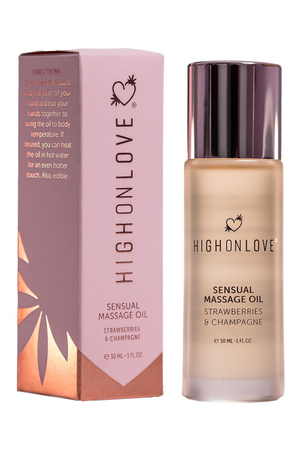 HIGH ON LOVE MASSAGE OIL STRAWBERRIES AND CHAMPAGNE MINI 30 ML