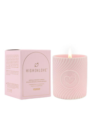 HIGH ON LOVE PINK MASSAGE CANDLE STRAWBERRIES AND CHAMPAGNE 220ML
