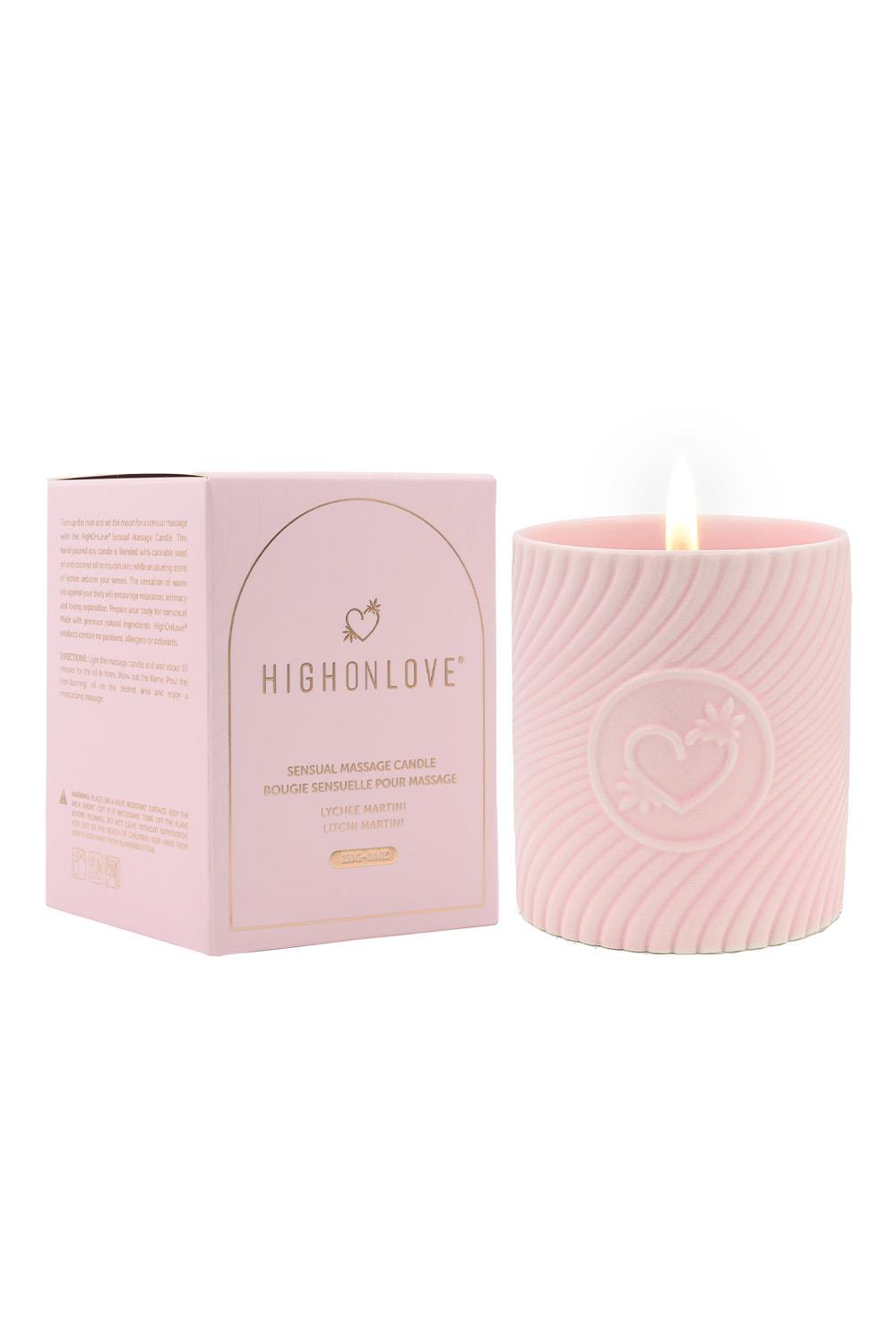 HIGH ON LOVE PINK MASSAGE CANDLE LITCHI MARTINI 220ML