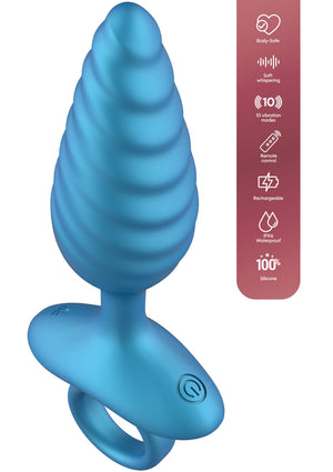 Plug anal strié vibrant + télécommande