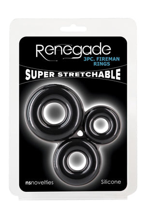RENEGADE 3PC FIREMAN RINGS BLACK