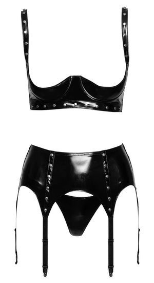 Vinyl Shelf Bra Set XL