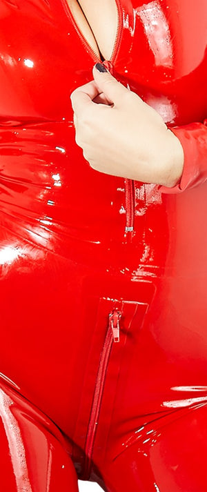 Latex Catsuit red 2XL
