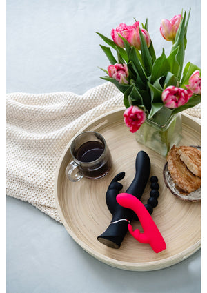 Vibromasseur triple stimulation courbé
