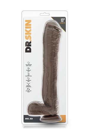 DR. SKIN MR. ED 13 INCH DILDO WITH BALLS  CHOCOLATE