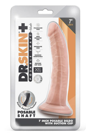 DR. SKIN PLUS 7 INCH POSABLE DILDO VANILLA