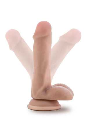 DR. SKIN PLUS 6 INCH POSABLE DILDO WITH BALLS  VANILLA
