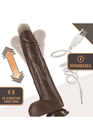 DR. SKIN SILICONE DR. MURPHY 8  INCH THRUSTING DILDO CHOCOLATE