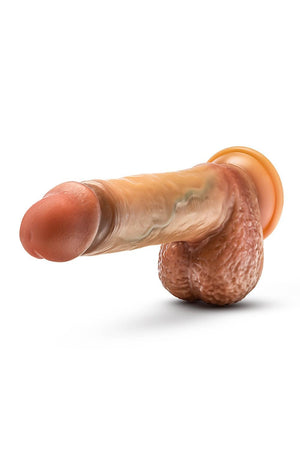 RENAISSANCE RAPHAEL 9.5 INCH SLIDING FORESKIN DILDO WITH SQUEEZABLE BALLS TAN