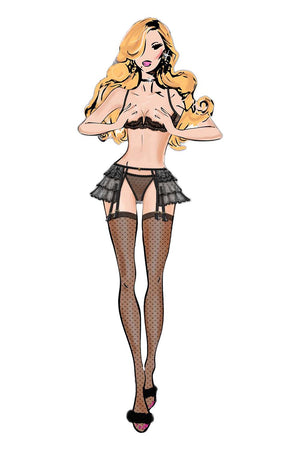 BOMBSHELL BOUDOIR V WIRE 3 PC SET BLACK, L
