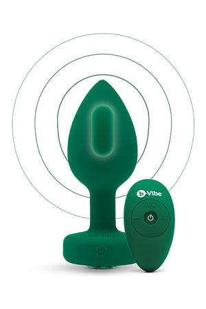 B-VIBE VIBRATING JEWEL PLUG M/L EMERALD GREEN