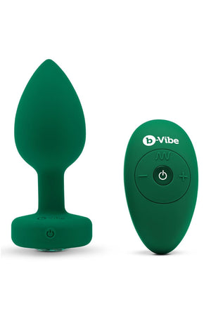 B-VIBE VIBRATING JEWEL PLUG M/L EMERALD GREEN