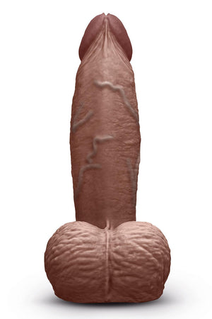 B-VIBE SLIPSKIN REALISTIC SILICONE DILDO 6 INCH GIRTHY BROWN