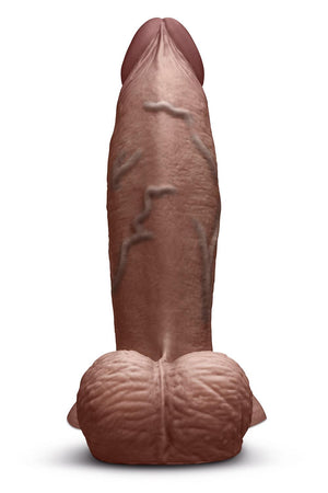 B-VIBE SLIPSKIN REALISTIC SILICONE DILDO 7 INCH GIRTHY BROWN