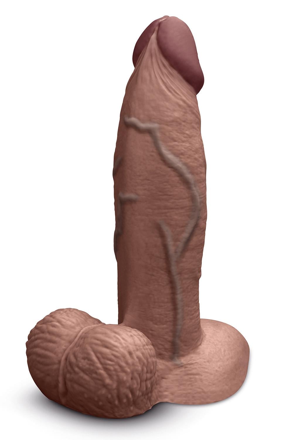 B-VIBE SLIPSKIN REALISTIC SILICONE DILDO 7 INCH GIRTHY BROWN