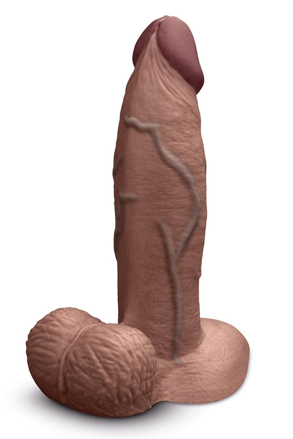 B-VIBE SLIPSKIN REALISTIC SILICONE DILDO 7 INCH GIRTHY BROWN