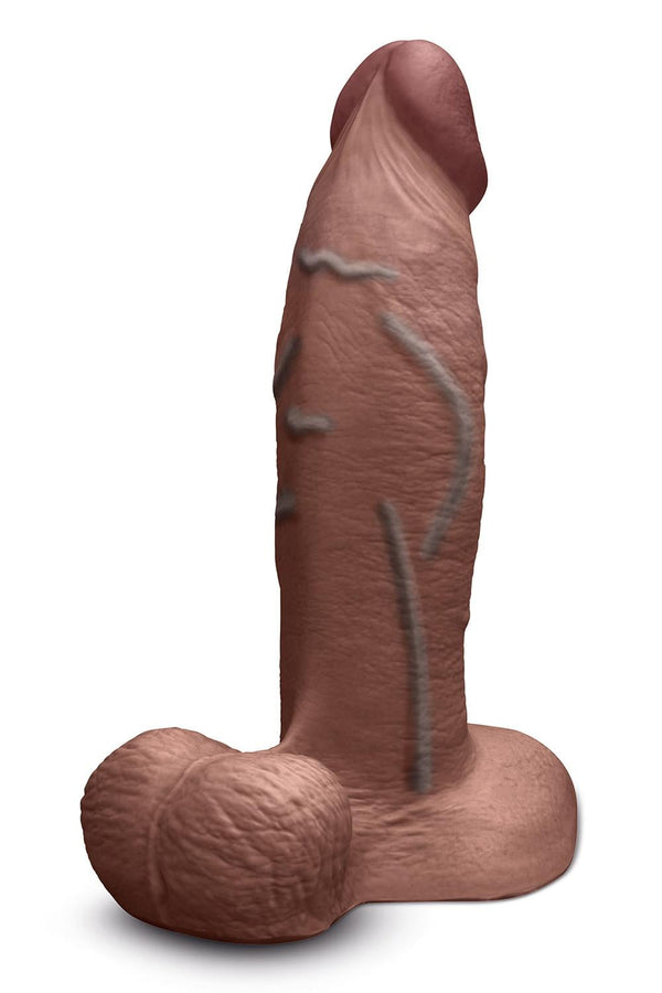 B-VIBE SLIPSKIN REALISTIC SILICONE DILDO 8 INCH GIRTHY BROWN