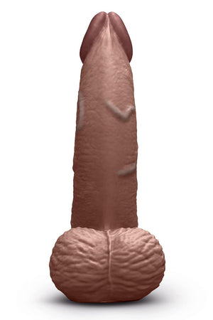 B-VIBE SLIPSKIN REALISTIC SILICONE DILDO 6.5 INCH CURVED BROWN