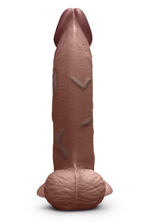 B-VIBE SLIPSKIN REALISTIC SILICONE DILDO 9 INCH CURVED BROWN