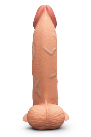 B-VIBE SLIPSKIN REALISTIC SILICONE DILDO 9 INCH CURVED MOCHA