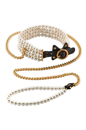 GUILTY PLEASURE LUMINIOUS PEARL LEASH AND COLLAR