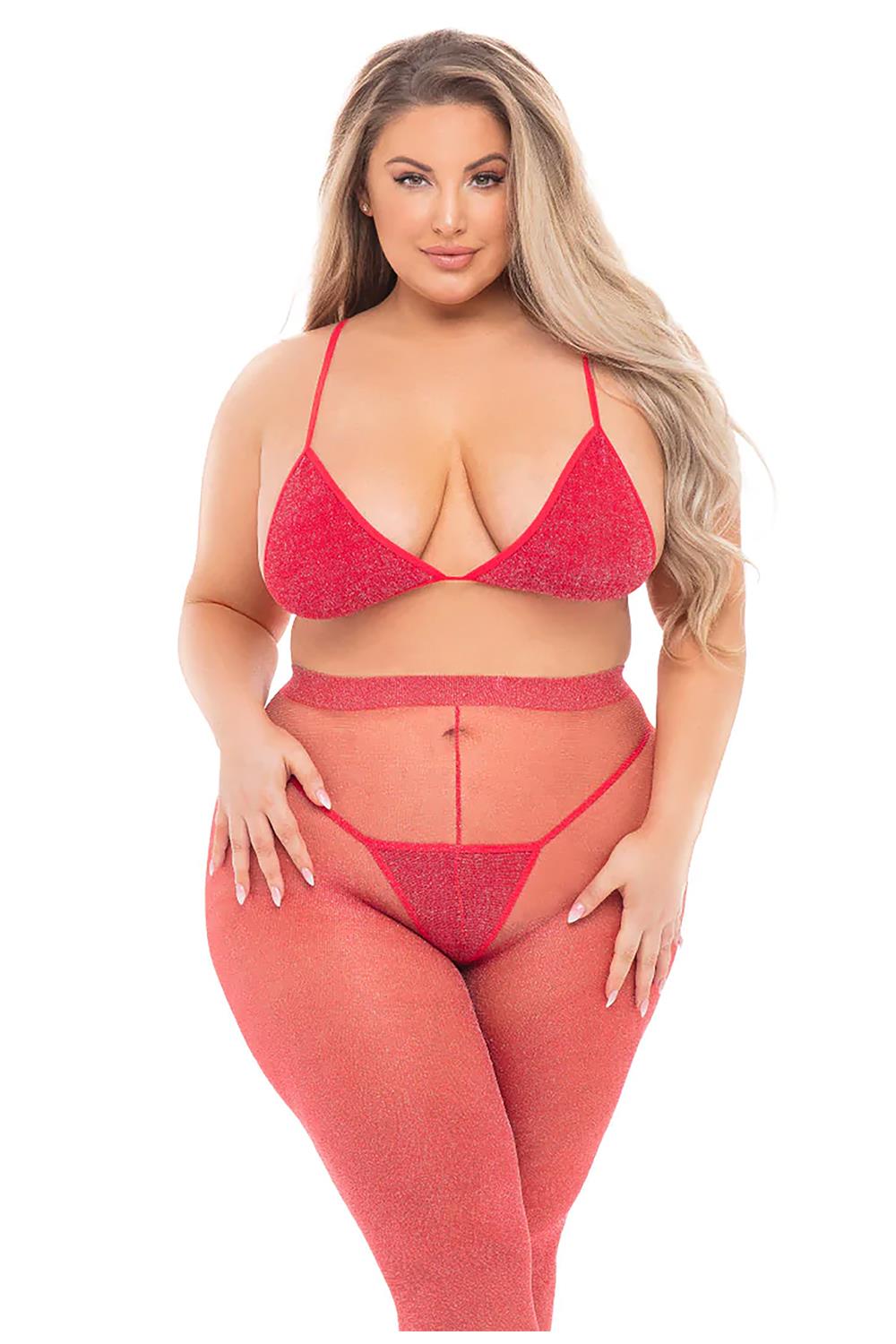 TALL ORDER 3PC LEGGING SET RED, PLUS SIZE