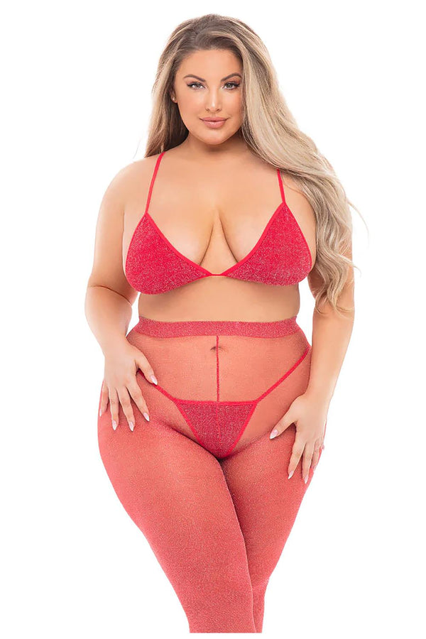 TALL ORDER 3PC LEGGING SET RED, PLUS SIZE