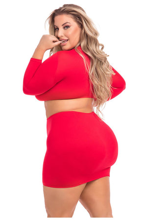 STOP & STARE 2PC SKIRT SET RED, 3XL/4XL