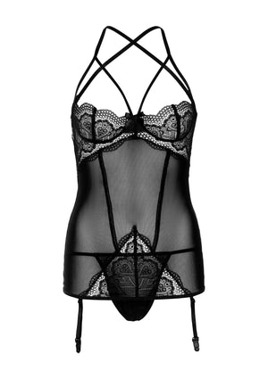 Ensemble 2 pièces robe à jarretelles et string