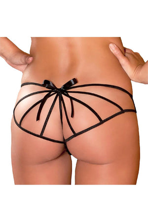 CROTCHLESS CAGE BACK BOYSHORT BLACK, M/L