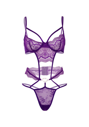 Teddy en dentelle motif cœur avec bijou