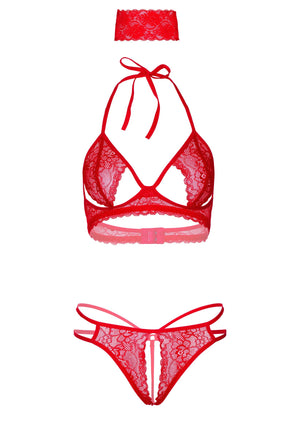 Ensemble 3 pièces soutien-gorge, culotte et masque