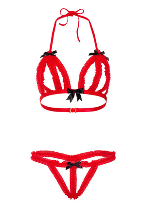 Ensemble soutien-gorge et culotte échancrés à volants