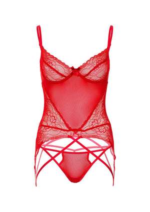 Ensemble cami en dentelle et résille