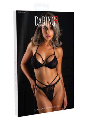 Ensemble soutien-gorge en dentelle fleurie à lanières