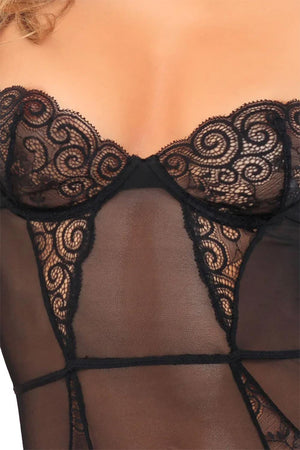 SLAY WITH ME LACE TEDDY BLACK, M/L