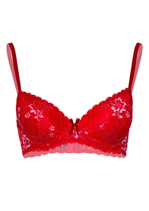 Soutien-gorge demi-bonnet en dentelle fleurie