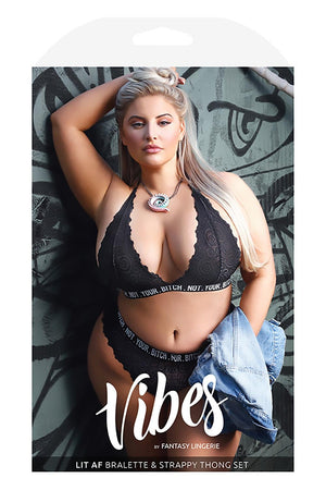 NOT YOUR BITCH LACE BRALETTE & CHEEKY PANTY BLACK, QS