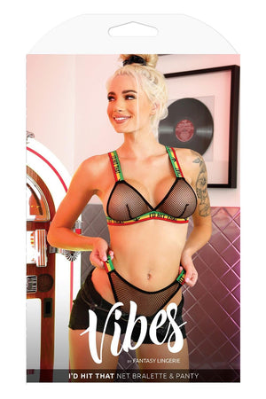 I'D HIT THAT FISHNET BRALETTE & PANTY BLACK, M/L