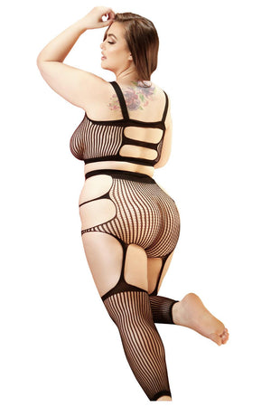 IN THE MOOD 2PC TOP & CROTCHLESS BODYSTOCKING BLACK, QS