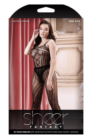 IN YOUR DREAMS 2PC BODYSUIT & HIGH WAIST LEGGINGS BLACK, OS